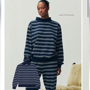 NWT Parke Holiday Stripes Mockneck Pullover L/XL